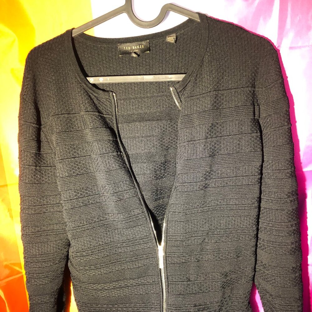 [Ted Baker London] Textured Black Jacket - Size 3 - Lightly Used